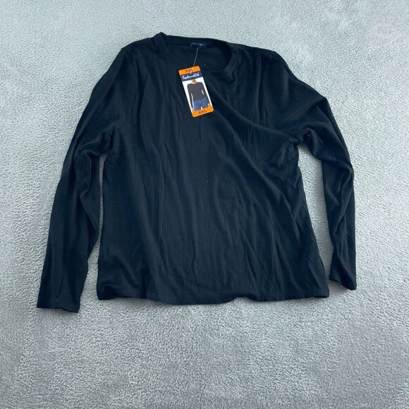 Splendid Womens Black Ribbed Long-Sleeve Tee XXL NWT 2805 - Picture 1 of 9